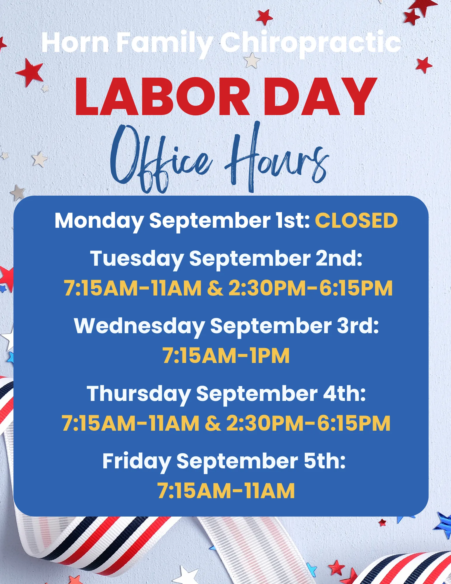 Labor Day Office Hours graphic